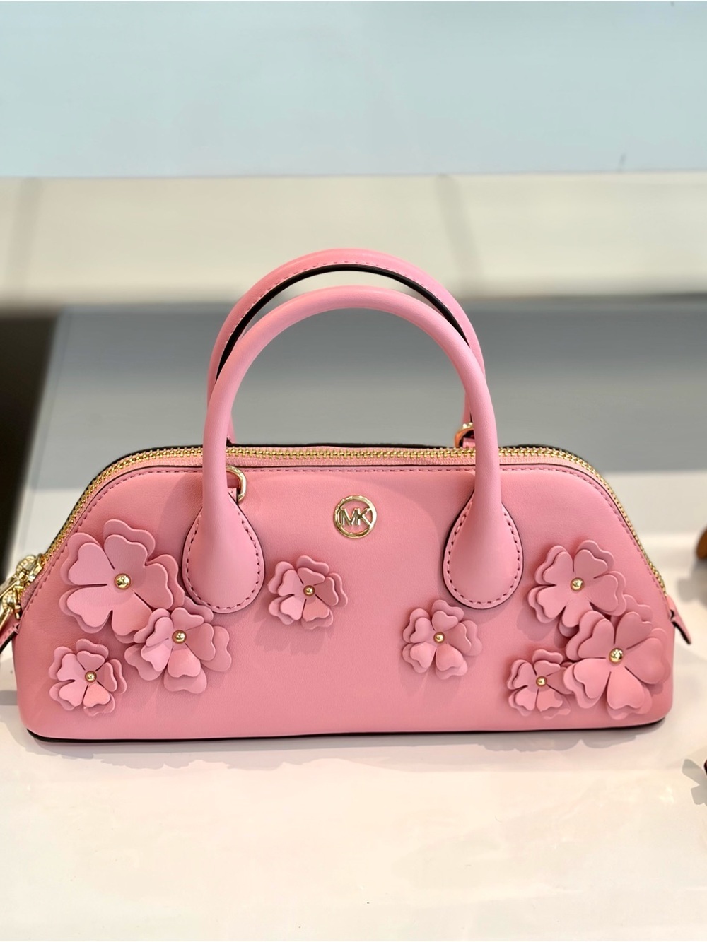 Michael Kors Pink Floral Embellished Petra Small Crossbody Satchel - Picture 8 of 8